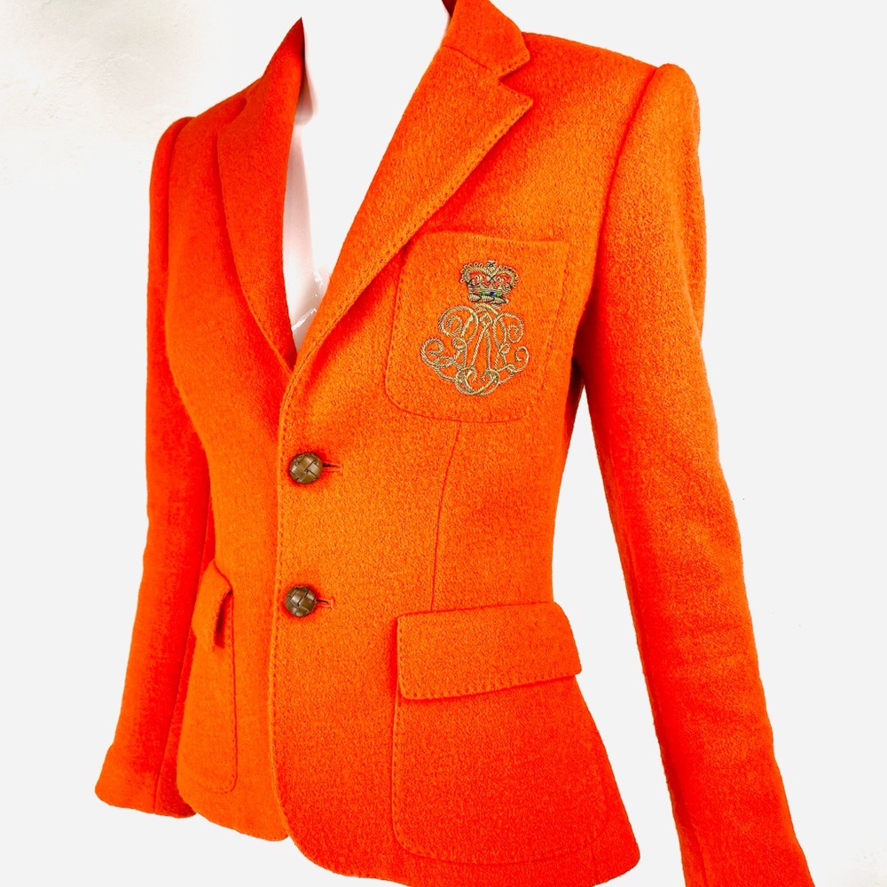 $795 RALPH LAUREN blue label orange wool blazer 2